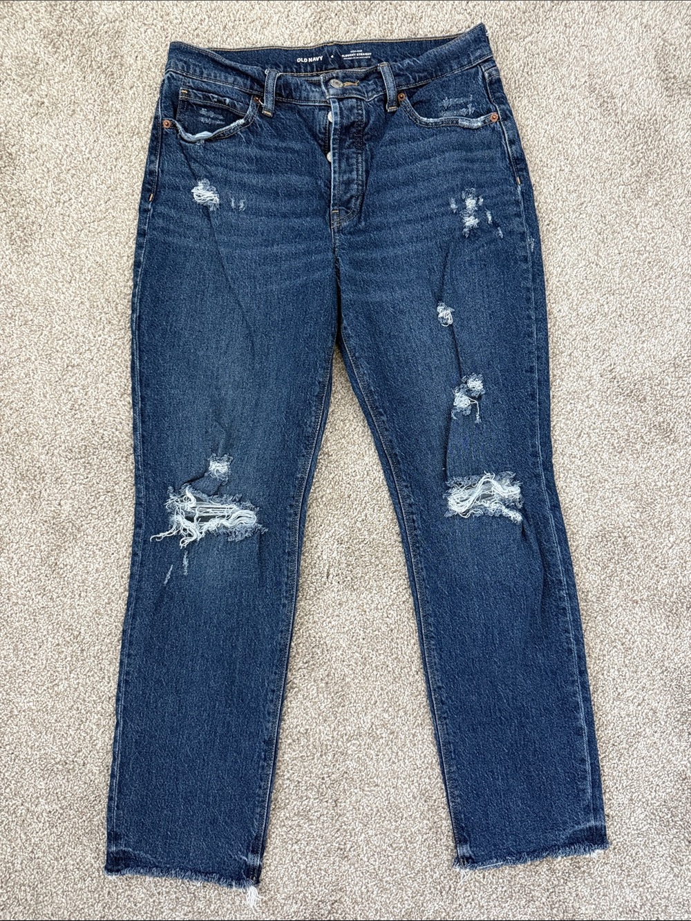 Old Navy high rise, slouchy straight, dark denim cropped jeans